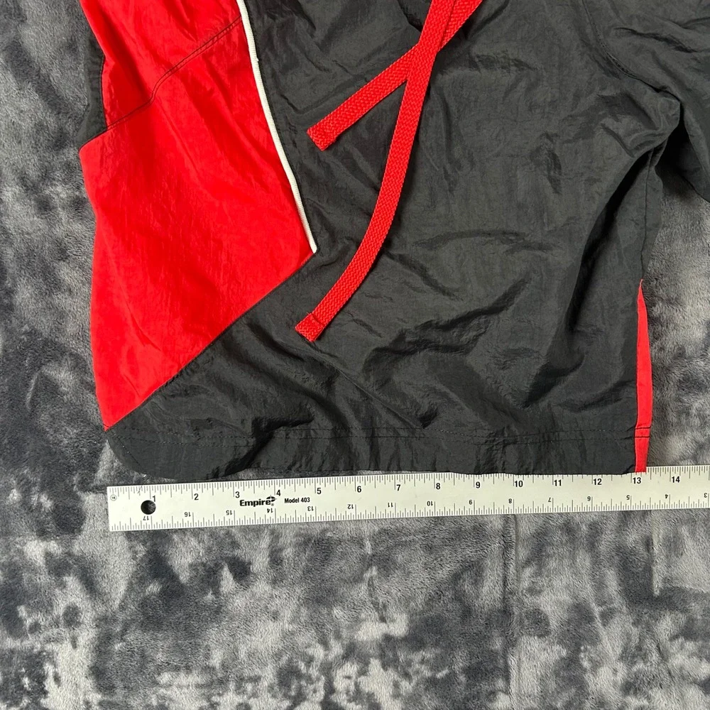 Nike Nylon Colorblock Shorts Mens XL Black Red Big Logo Mesh Lined Athletic